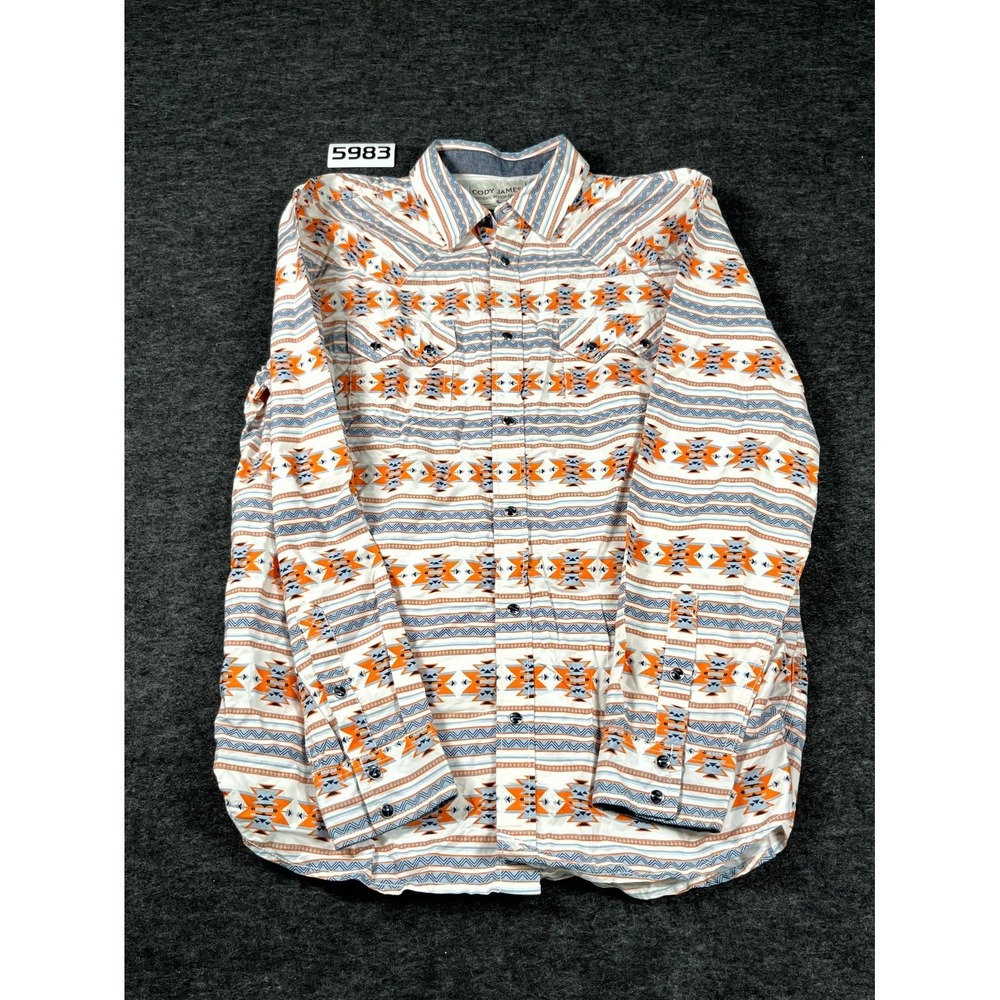 Cody James Authentic Apparel Shirt Mens Large Multicolor Aztec Print Button Up